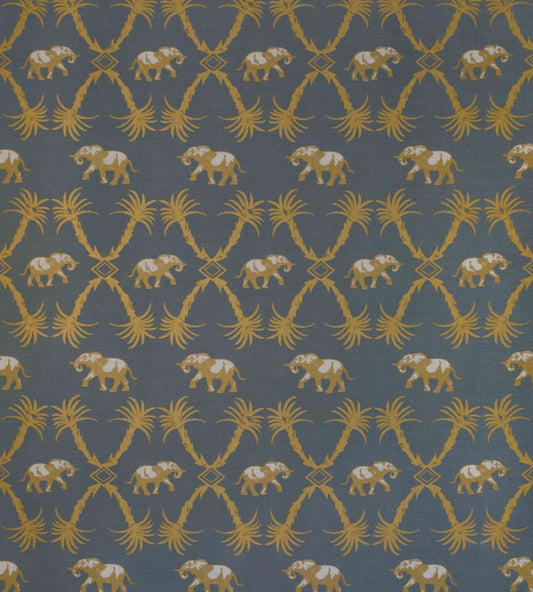 Elephant Palm Fabric by Barneby Gates Gunmetal / Gold