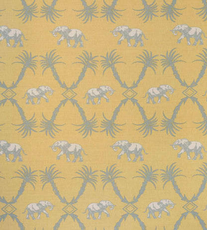 Elephant Palm Fabric by Barneby Gates Ochre / Blue