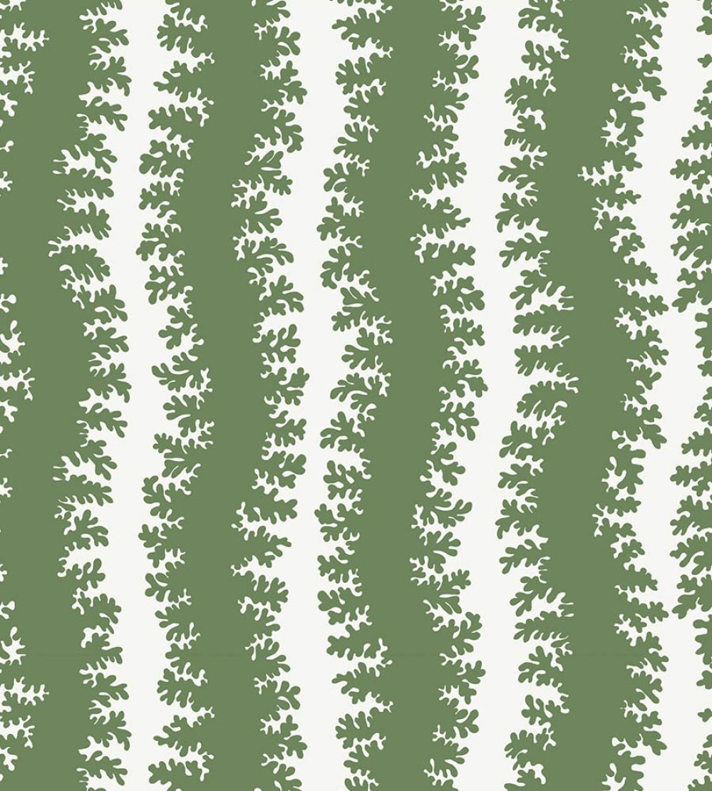 Elkhorn Stripe Wallpaper by Josephine Munsey Brookes Green/Ceiling White