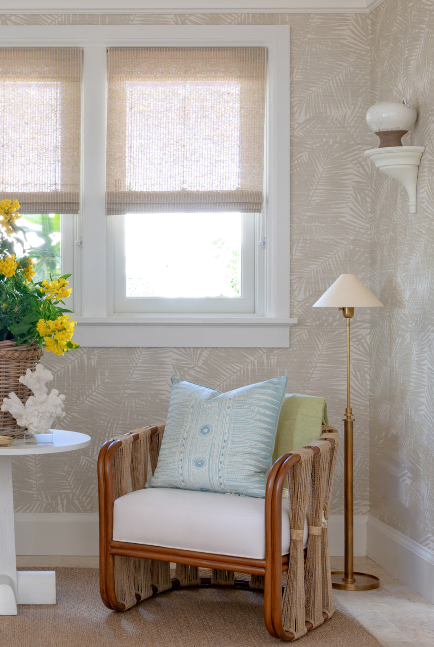 Ellie's View Wallpaper by Phillip Jeffries in Aquatic, shown installed in a room setting