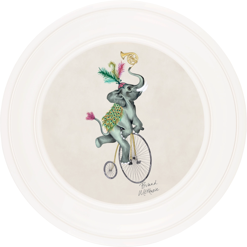 Elliot round framed print by Brand McKenzie in an ivory white frame with a chalk white background