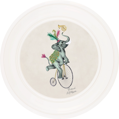 Elliot round framed print by Brand McKenzie in an ivory white frame with a chalk white background