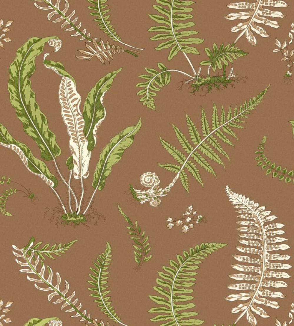 Elsie De Wolfe Wallpaper by Scalamandre Greens On Brown