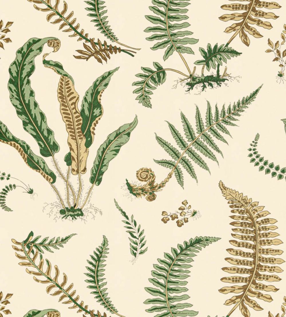 Elsie De Wolfe Wallpaper by Scalamandre Greens On Off-White