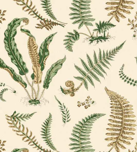 Elsie De Wolfe Wallpaper by Scalamandre Greens On Off-White
