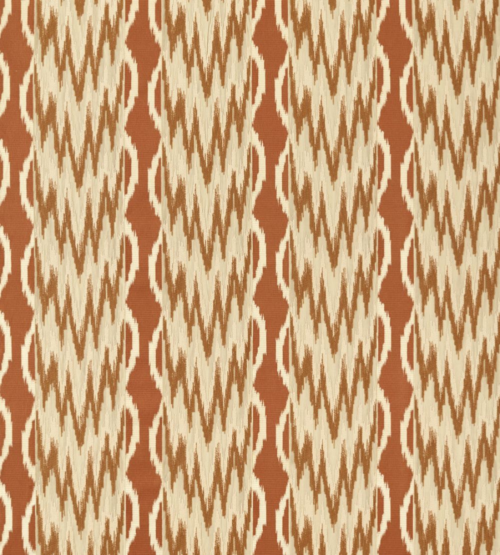 Embroidered Ikat Stripe Fabric by Zoffany Amber