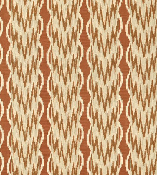 Embroidered Ikat Stripe Fabric by Zoffany Amber