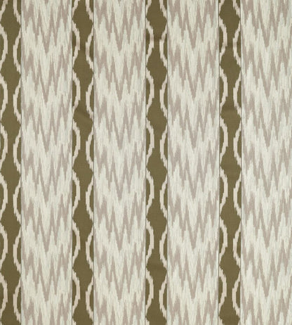 Embroidered Ikat Stripe Fabric by Zoffany Green Stone