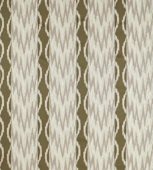 Embroidered Ikat Stripe Fabric by Zoffany Green Stone