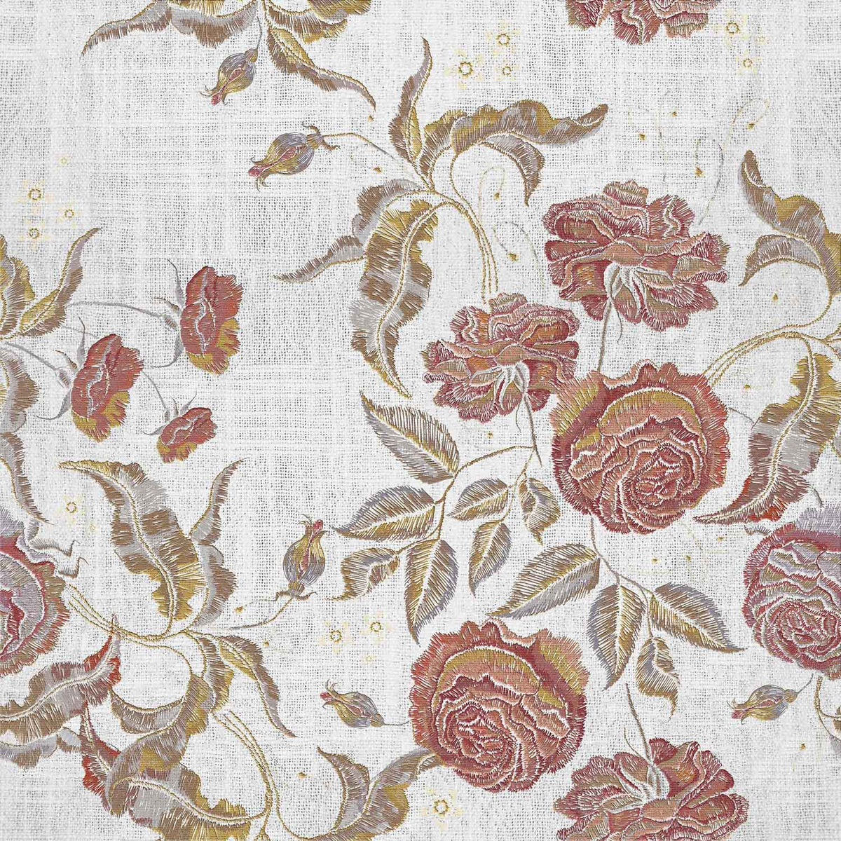 Embroidery Flora mural by Coordonné in White, flat pattern view