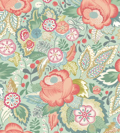 Emily Rose Wallpaper by Ohpopsi Mint & Peach