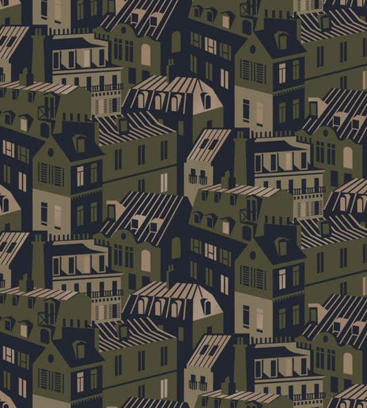Emmas Apartment Wallpaper by Mini Moderns Olive & Gold