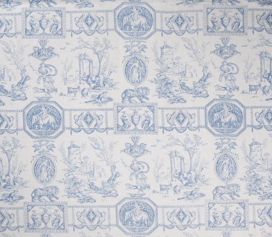 Empire Fabric by Marvic Textiles in Blue on Cream Linen
