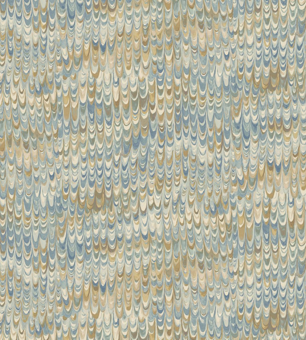 End Paper Wallpaper by Mulberry Home Blue/Sand