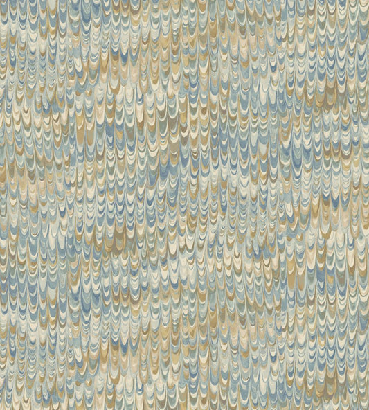 End Paper Wallpaper by Mulberry Home Blue/Sand