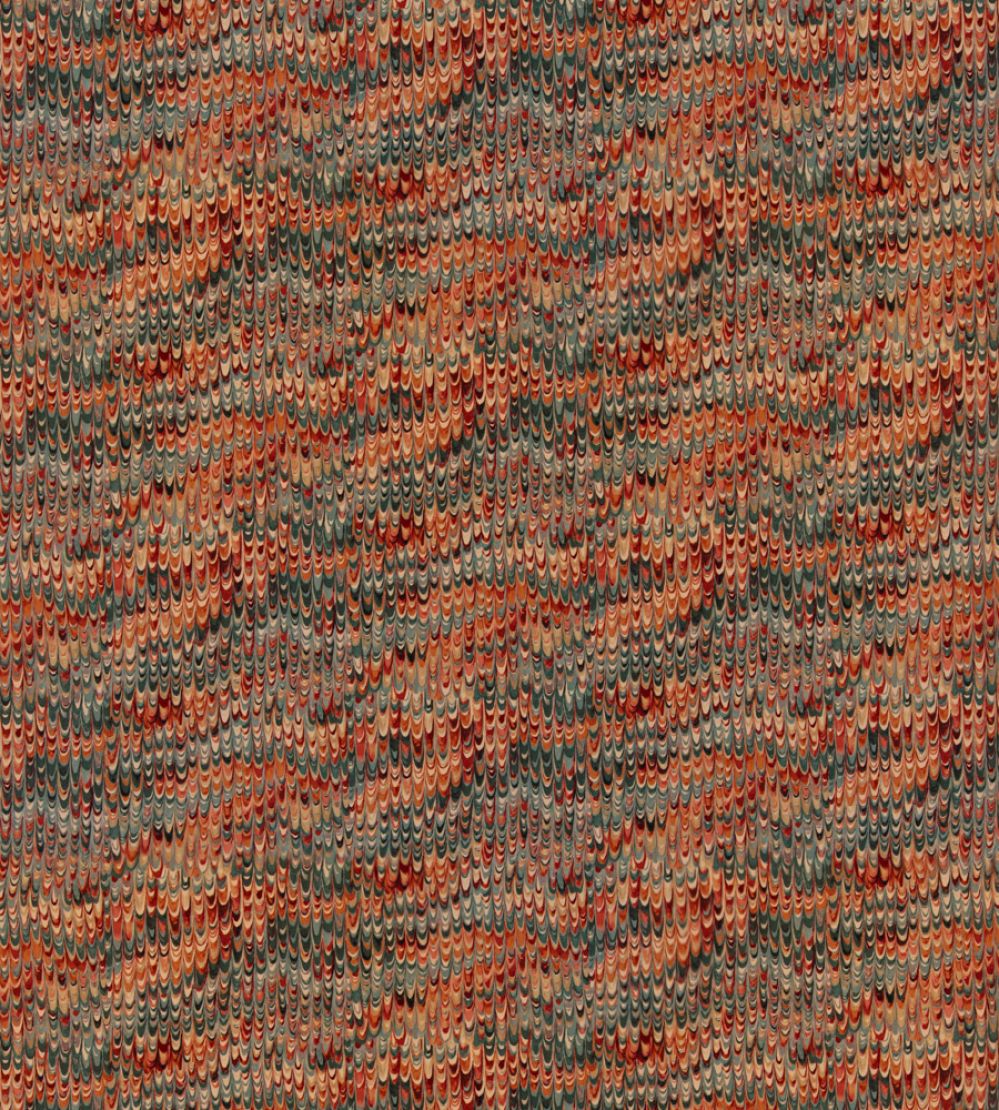End Paper Velvet Fabric by Mulberry Home Teal/Spice