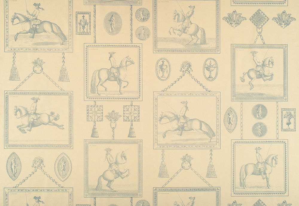 Equestrian Toile Fabric by Nile & York in Pale Blue