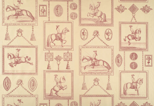Equestrian Toile Fabric by Nile & York in Wine