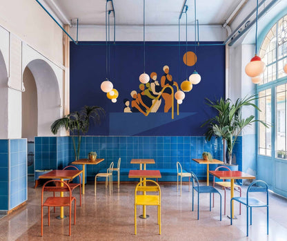 Equilibrio mural by Coordonné in Cobalt, shown in a styled room