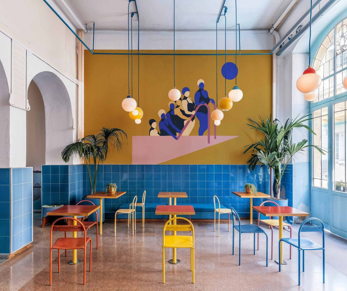 Equilibrio mural by Coordonné in Golden, shown in a styled room