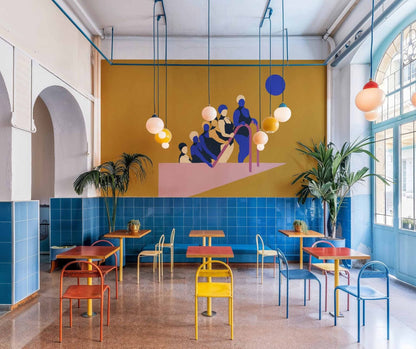 Equilibrio mural by Coordonné in Golden, shown in a styled room
