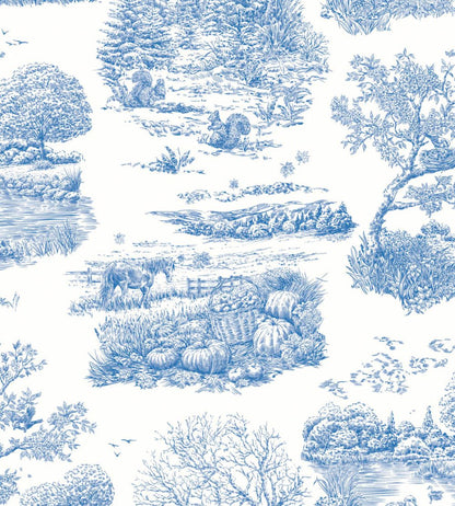 Eve Toile Wallpaper by Ohpopsi Cobalt