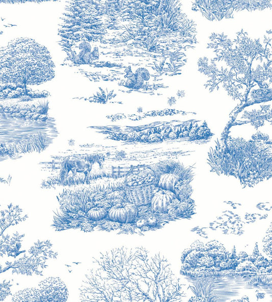 Eve Toile Wallpaper by Ohpopsi Cobalt