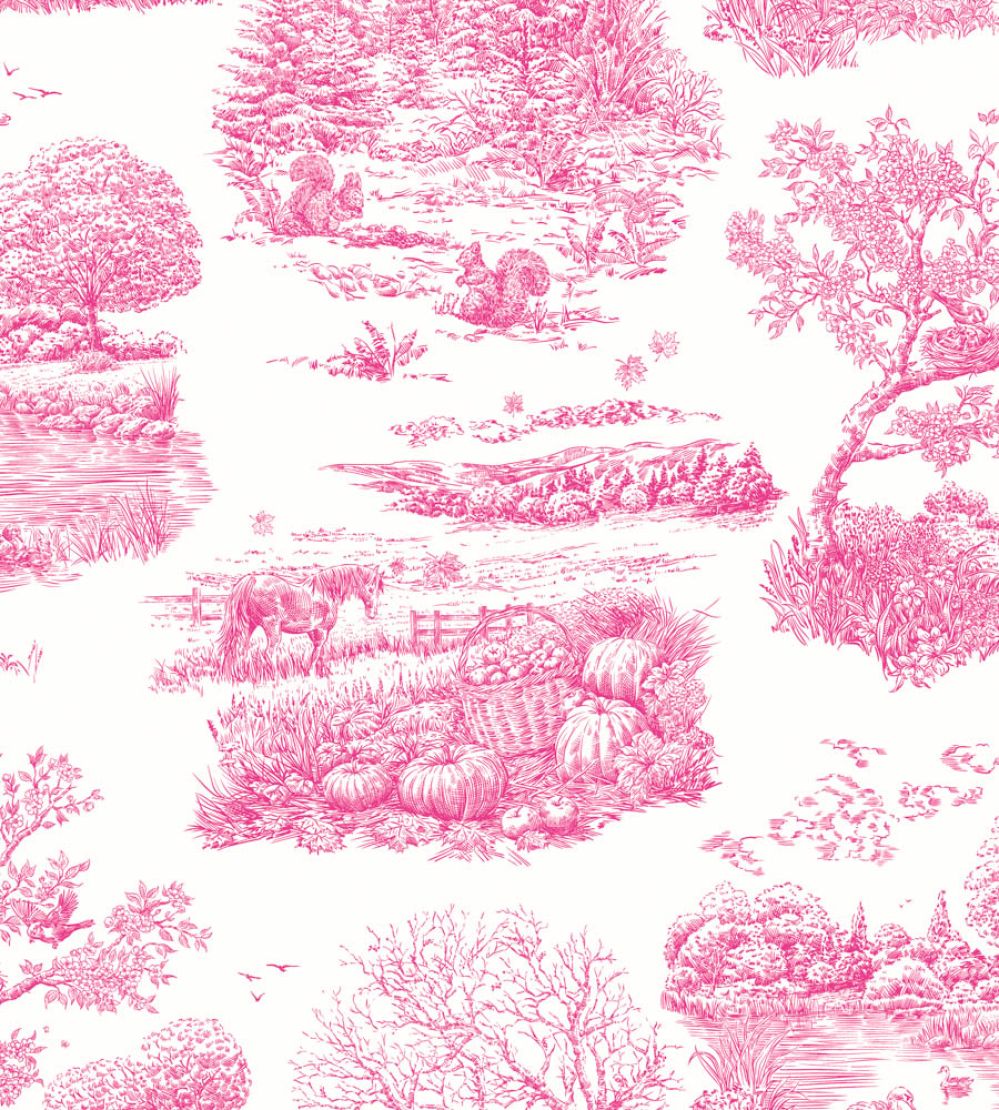 Eve Toile Wallpaper by Ohpopsi Magenta