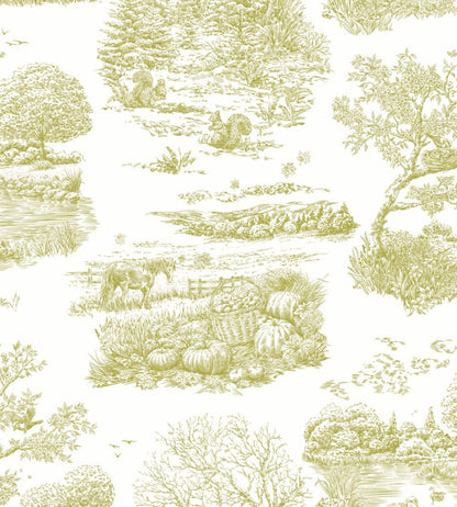 Eve Toile Wallpaper by Ohpopsi Olive