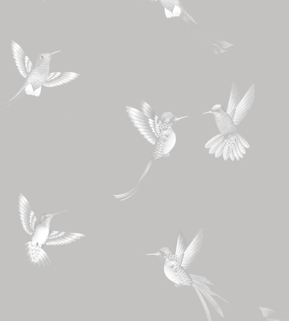 Exotic Birds Wallpaper by Brand McKenzie Concrete Grey