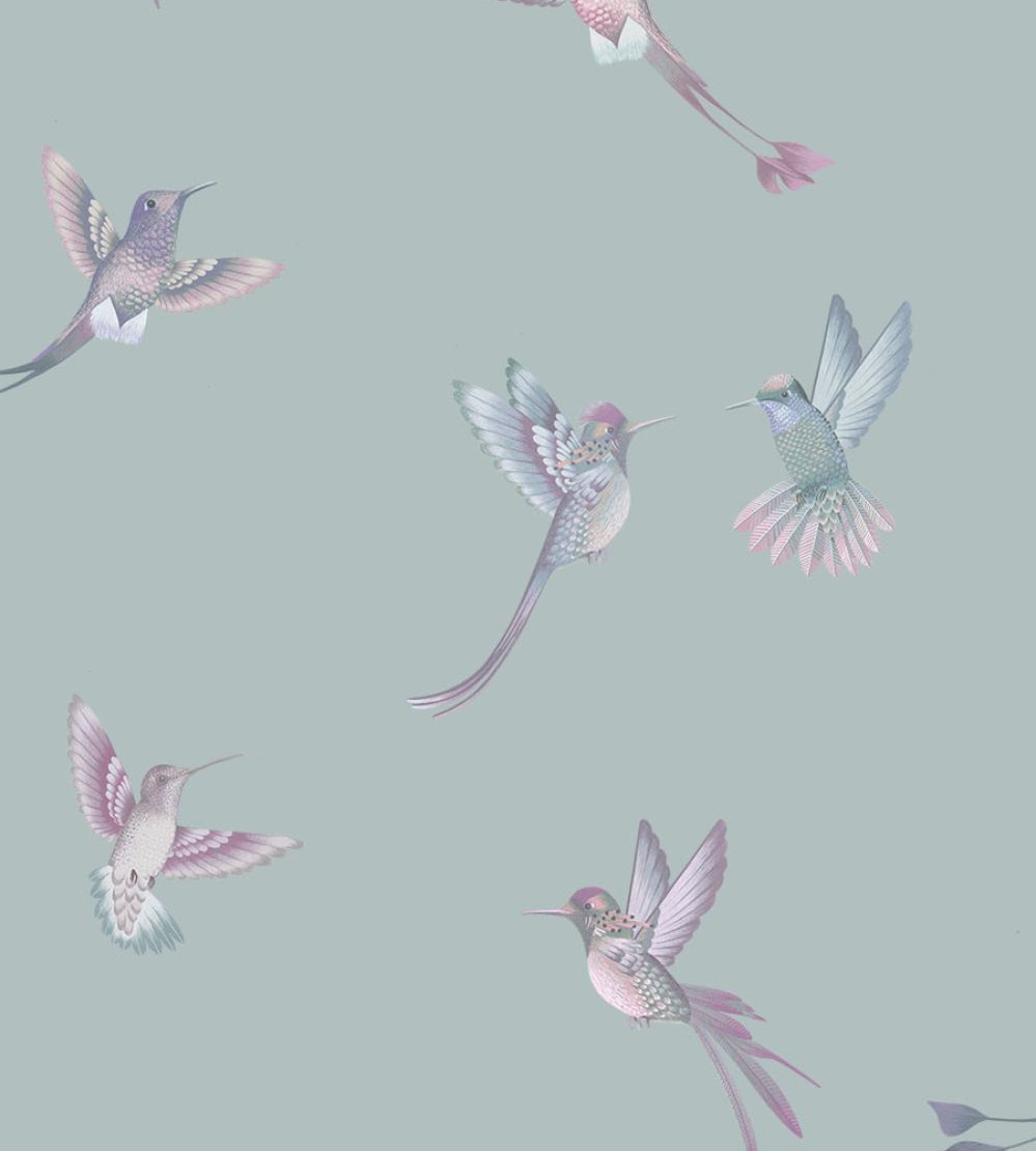 Exotic Birds Wallpaper by Brand McKenzie Duck Egg Blue