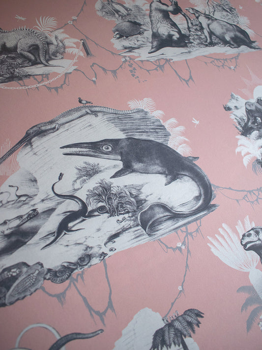 Extinctopia Wallpaper by Divine Savages in Blush, pattern swatch