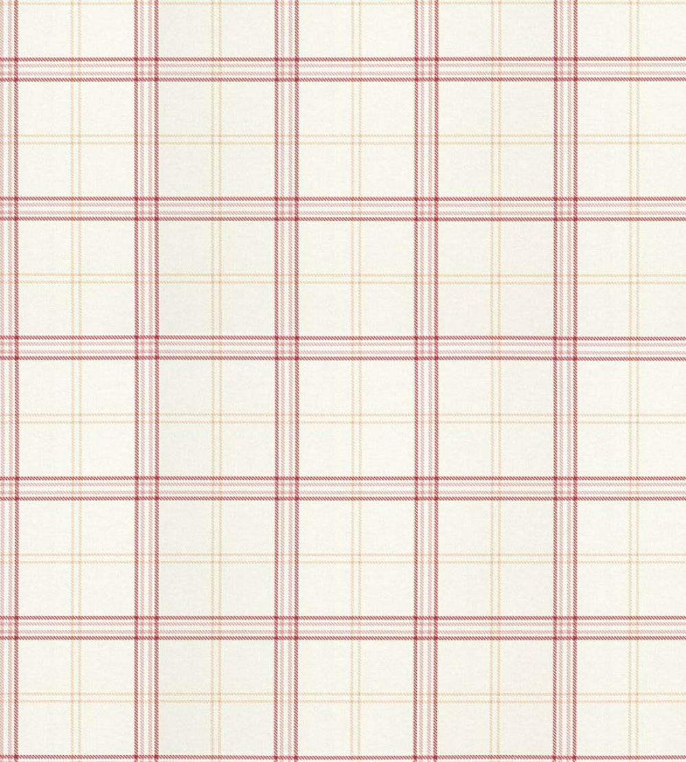 Ezra Plaid Wallpaper by Scalamandre Strawberry