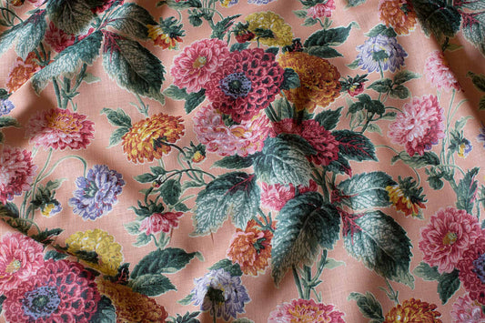 Dahlias Fabric by Flora Soames in Toscana