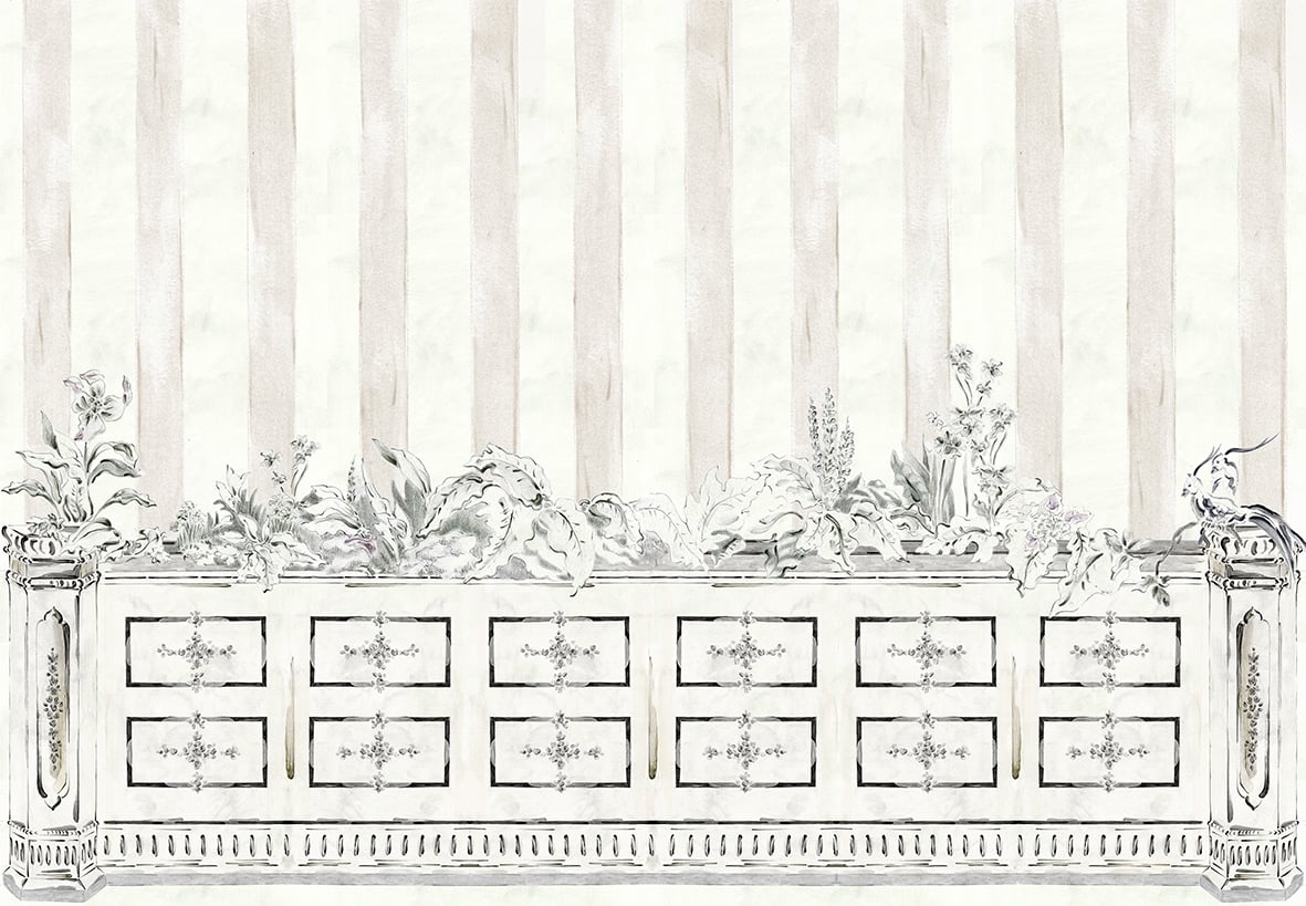 Fachada mural by Coordonné in Mono Perla, flat pattern view