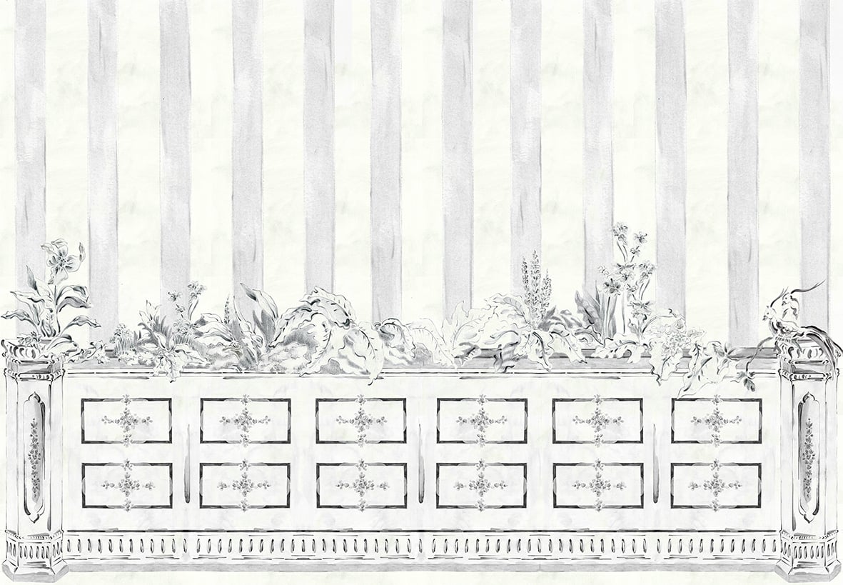 Fachada mural by Coordonné in Mono Piedra, flat pattern view