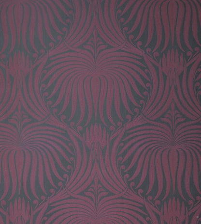 Lotus Wallpaper by Farrow & Ball Brinjal/Off Black