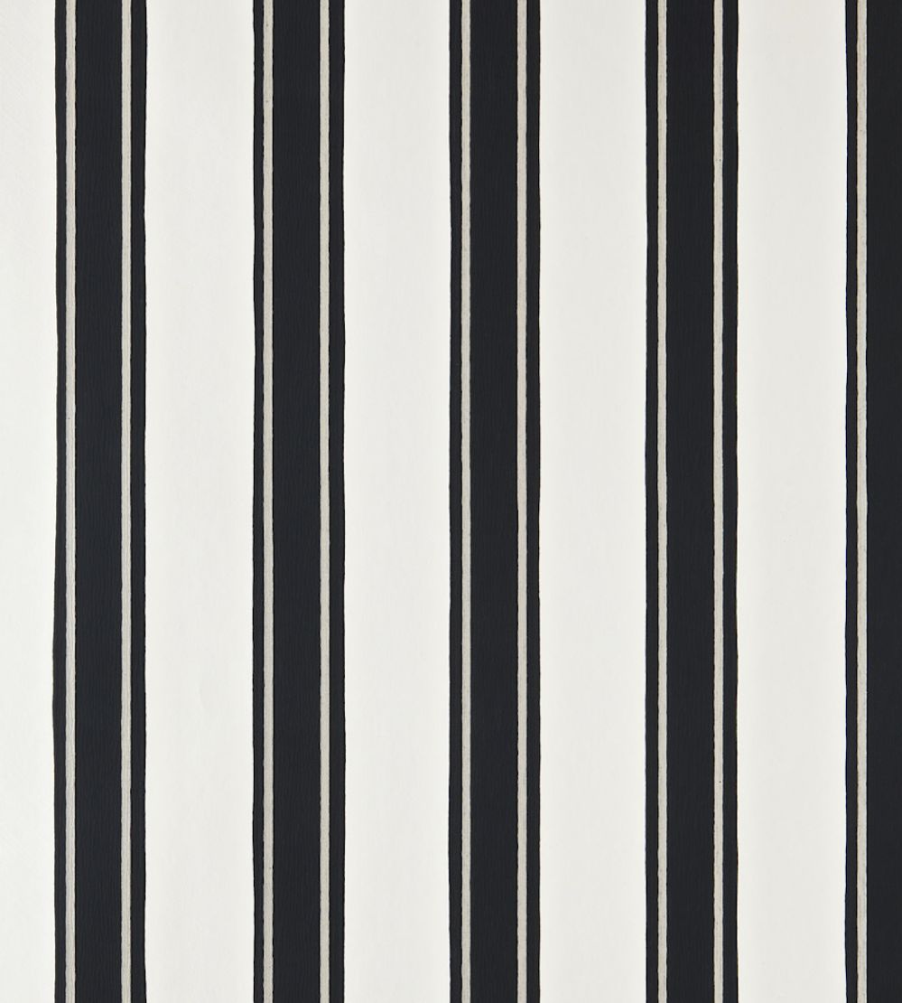 Block Print Stripe Wallpaper by Farrow & Ball Off-Black