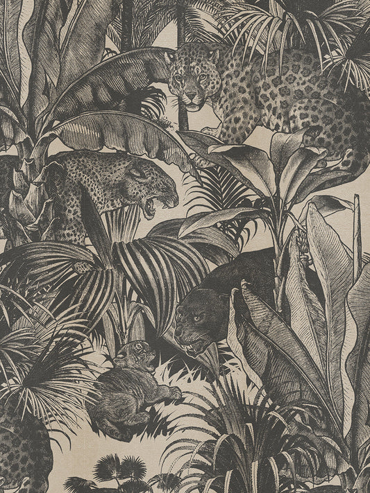 Faunacation Faux Suede Wallpaper by Divine Savages in Monochrome, pattern swatch