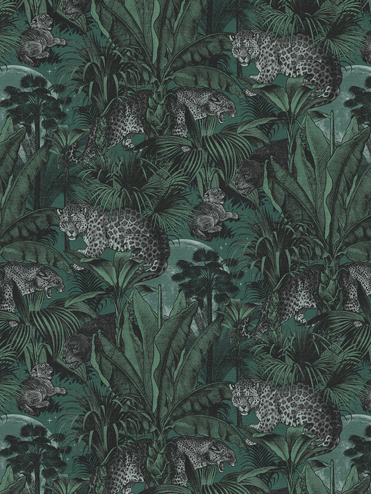 Faunacation Velvet Fabric by Divine Savages in Jungle, pattern swatch
