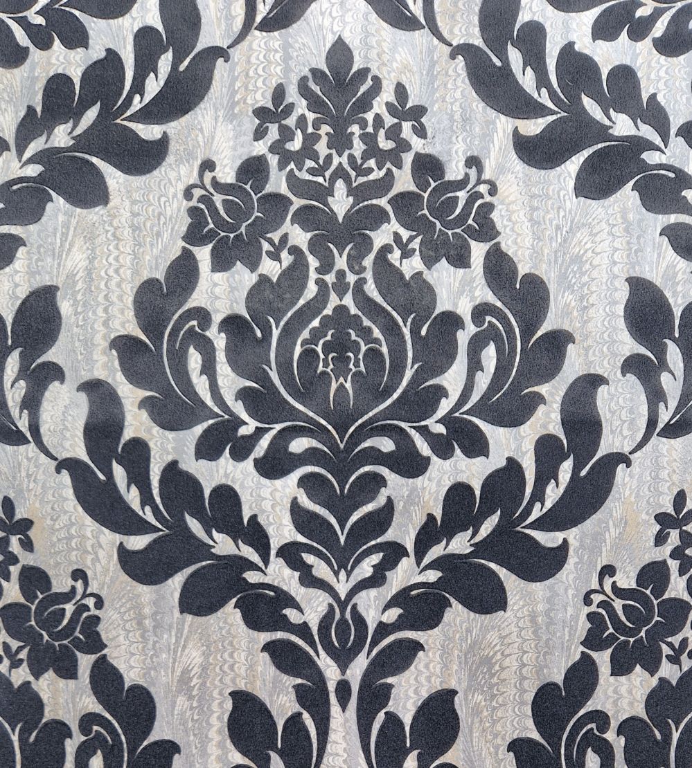 Faversham Wallpaper by 1838 Wallcoverings Charcoal Black