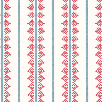 Fern Stripe Wallpaper by Anna French in Red & Blue (AT15105)