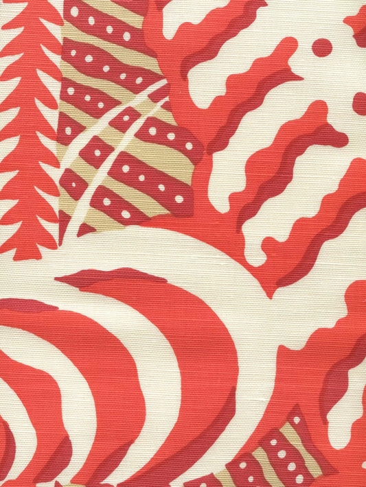 Ferns Orange Beige Red on Tint fabric by Alan Campbell