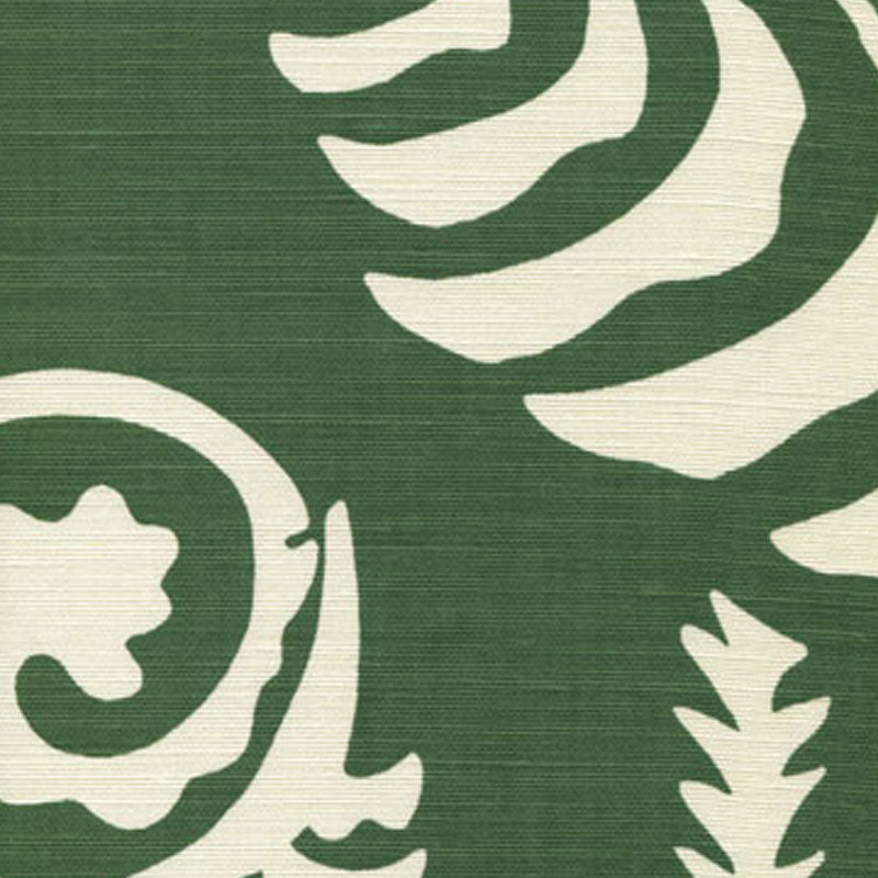 Ferns Uni Reverse Forest Green fabric by Alan Campbell