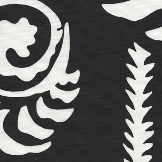 Ferns Uni Reverse Black fabric by Alan Campbell