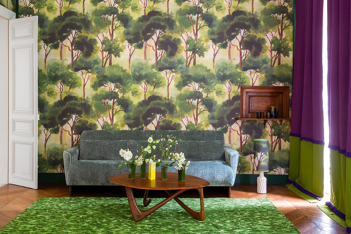 Ferret Wallpaper by Pierre Frey shown in a room setting (view 1)