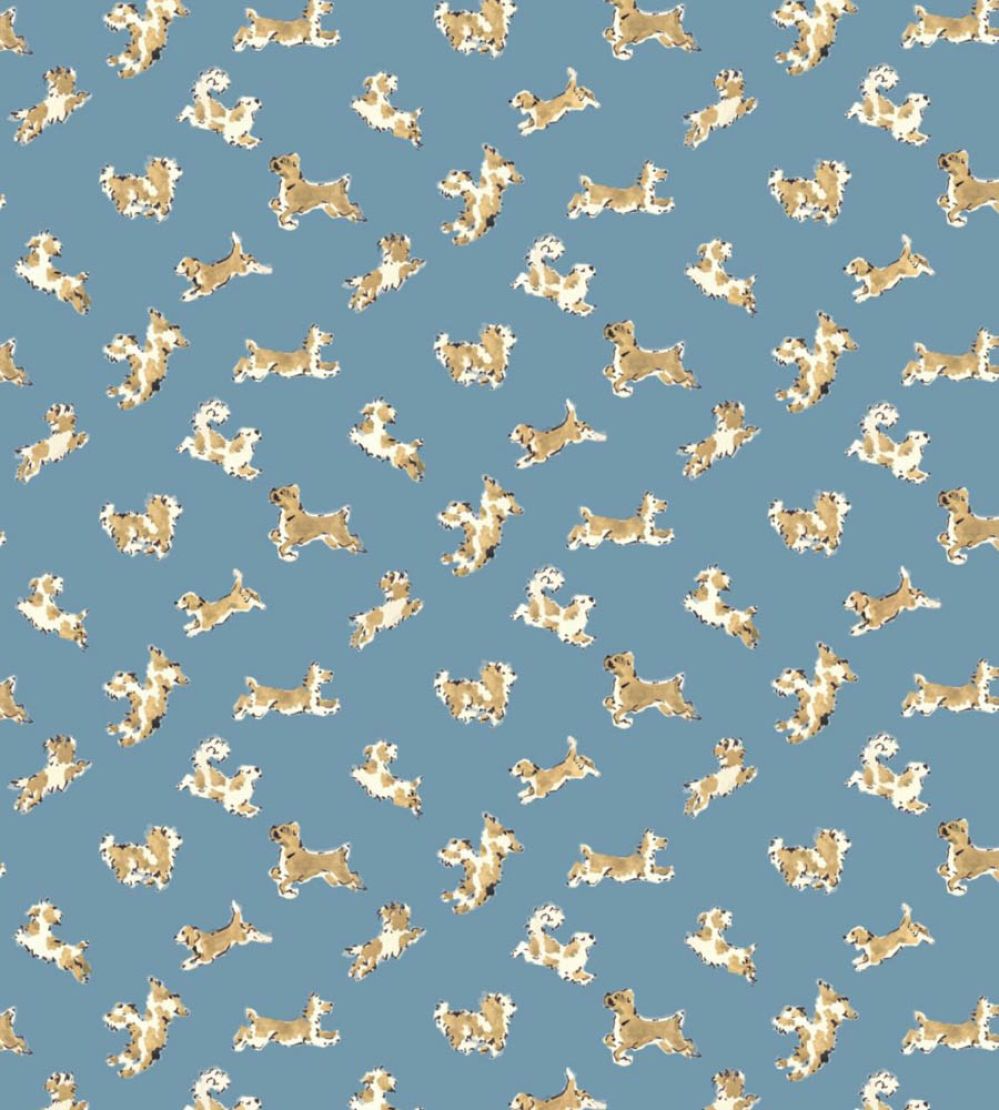 Fete De Chien Wallpaper by Scalamandre Denim And Tan