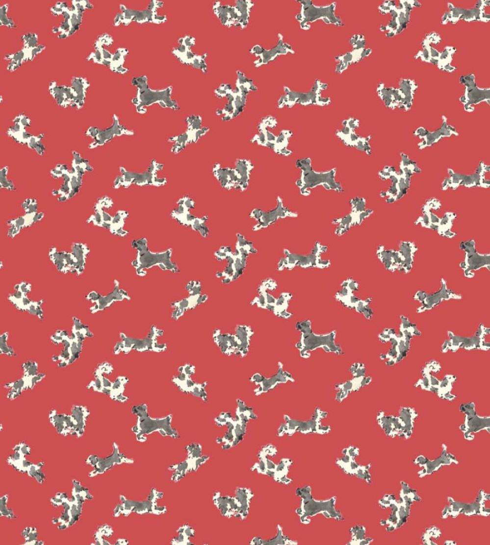 Fete De Chien Wallpaper by Scalamandre Red Pepper And Charcoal