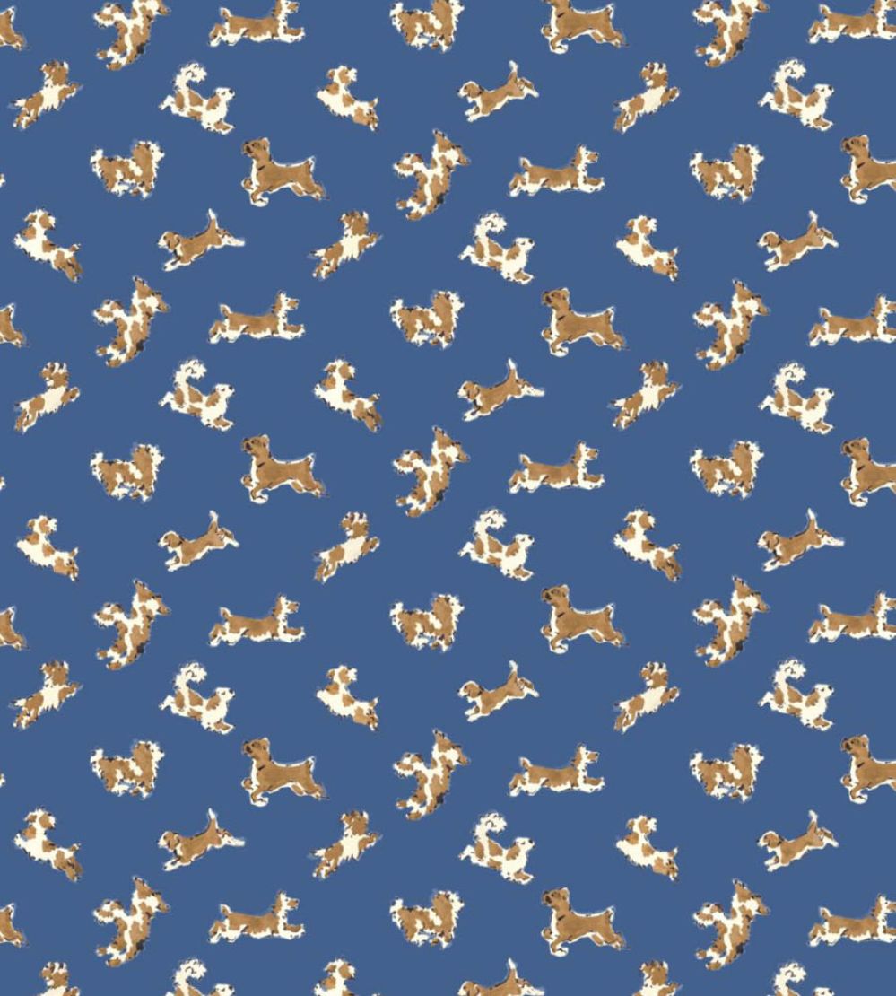 Fete De Chien Wallpaper by Scalamandre Royal Blue And Caramel