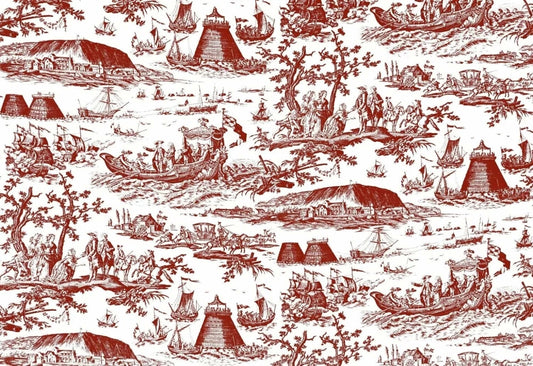 Fete Navale Toile Rouge fabric by Charles Burger